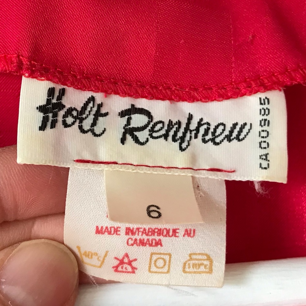 Vintage Holt Renfrew Red Tonal Pattern Wrap Midi Dress - Picture 15 of 16